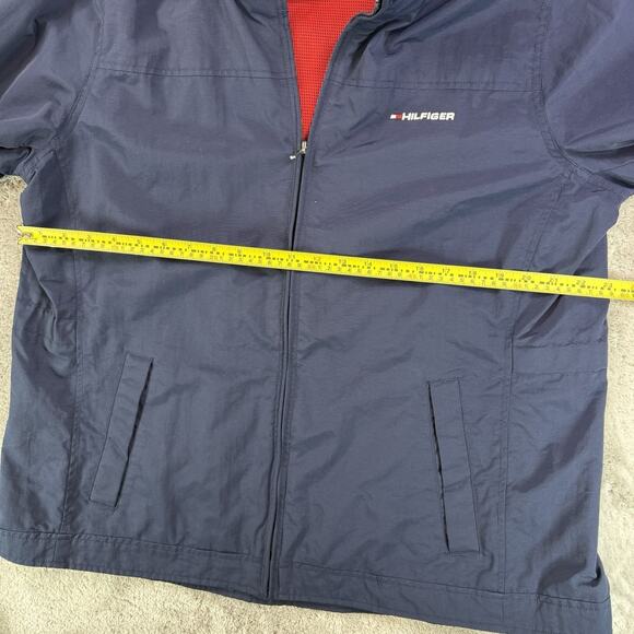 Tommy Hilfiger Jacket Men’s XXL Navy Blue Hooded Full Zip Nylon Mesh Lined - Picture 4 of 10